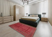Machine Washable Traditional Cherry Red Rug in a Bedroom, wshtr294