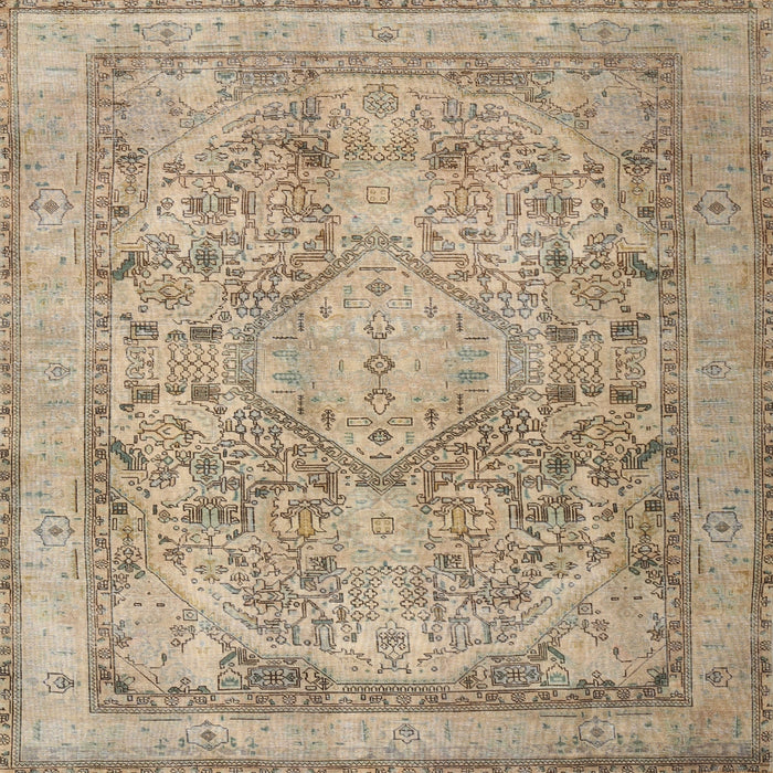 Square Traditional Dark Almond Brown Persian Rug, tr2950