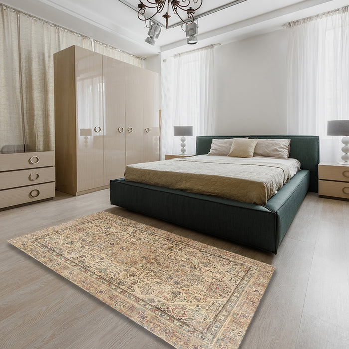 Machine Washable Traditional Brown Rug in a Bedroom, wshtr2952