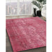 Traditional Raspberry Red Persian Rug in Family Room, tr2953