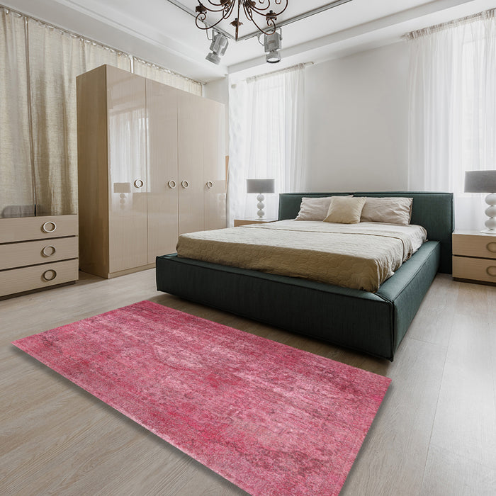 Traditional Raspberry Red Persian Rug in a Bedroom, tr2953