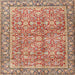 Round Machine Washable Traditional Brown Rug, wshtr2954