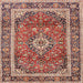 Square Traditional Saffron Red Medallion Rug, tr2955