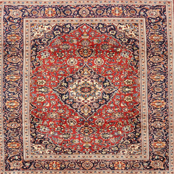 Round Machine Washable Traditional Saffron Red Rug, wshtr2955