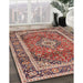 Traditional Saffron Red Medallion Rug in Family Room, tr2955