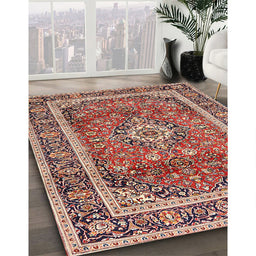 Machine Washable Traditional Saffron Red Rug in a Family Room, wshtr2955
