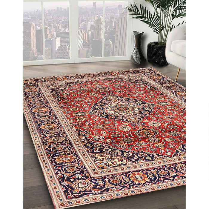 Machine Washable Traditional Saffron Red Rug in a Family Room, wshtr2955