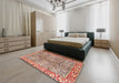 Traditional Fire Brick Red Persian Rug in a Bedroom, tr2956