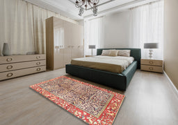 Traditional Fire Brick Red Persian Rug in a Bedroom, tr2956