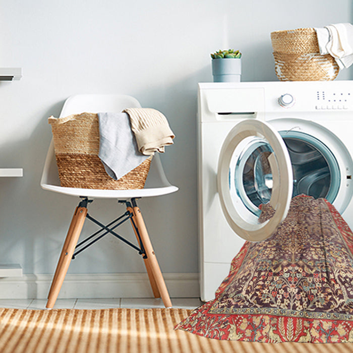 Machine Washable Traditional Fire Brick Red Rug in a Washing Machine, wshtr2956