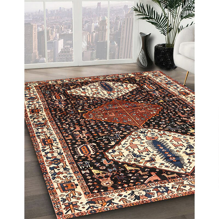 Machine Washable Traditional Light Copper Gold Rug in a Family Room, wshtr2957
