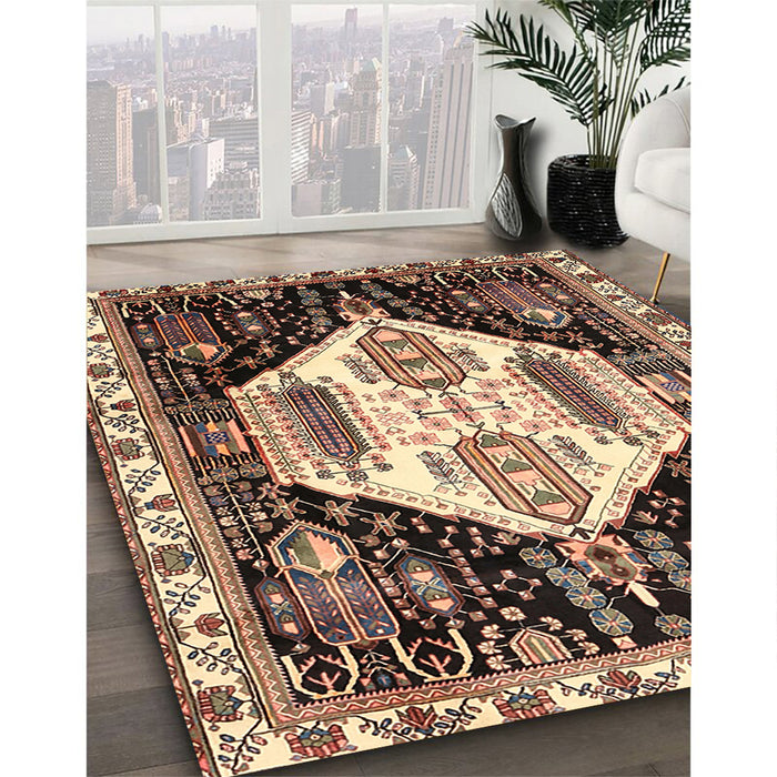 Machine Washable Traditional Bakers Brown Rug in a Family Room, wshtr2959