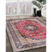 Traditional Dark Raspberry Purple Medallion Rug in Family Room, tr2960