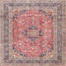 Square Traditional Cherry Red Medallion Rug, tr2962