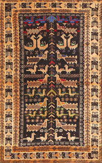 Machine Washable Traditional Bakers Brown Rug, wshtr2964