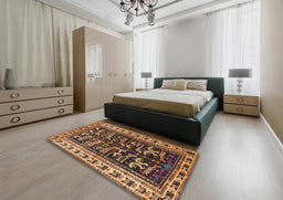 Traditional Bakers Brown Persian Rug in a Bedroom, tr2964