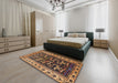 Machine Washable Traditional Bakers Brown Rug in a Bedroom, wshtr2964