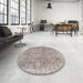 Round Traditional Rose Purple Persian Rug in a Office, tr2965