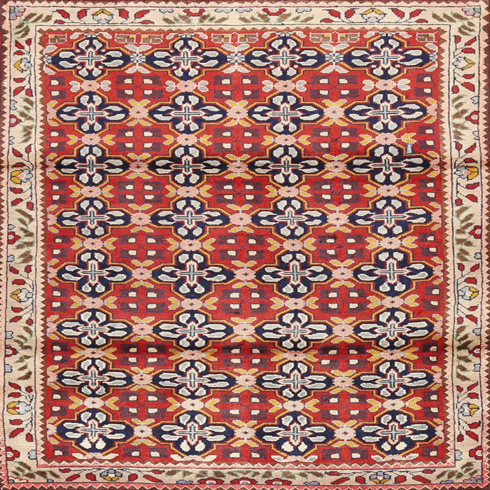 Square Traditional Fire Brick Red Persian Rug, tr2966