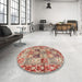 Round Machine Washable Traditional Brown Rug in a Office, wshtr2968