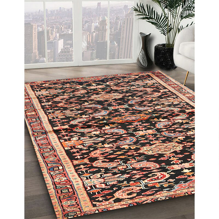 Machine Washable Traditional Tangerine Pink Rug in a Family Room, wshtr2969