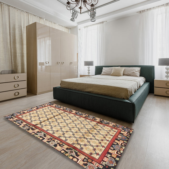 Machine Washable Traditional Sienna Brown Rug in a Bedroom, wshtr2972