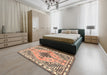 Traditional Sienna Brown Persian Rug in a Bedroom, tr2973