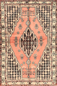 Machine Washable Traditional Sienna Brown Rug, wshtr2973