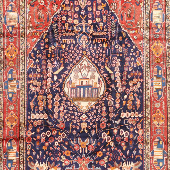 Traditional Brown Red Animal Rug, tr2975