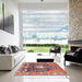 Square Traditional Brown Red Animal Rug in a Living Room, tr2975