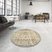 Round Traditional Dark Almond Brown Persian Rug in a Office, tr2977