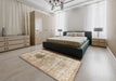 Traditional Dark Almond Brown Persian Rug in a Bedroom, tr2982