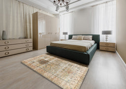 Traditional Dark Almond Brown Persian Rug in a Bedroom, tr2982