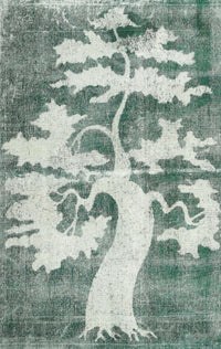 Machine Washable Traditional -Sea Green Rug, wshtr2983