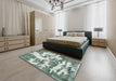 Machine Washable Traditional -Sea Green Rug in a Bedroom, wshtr2983