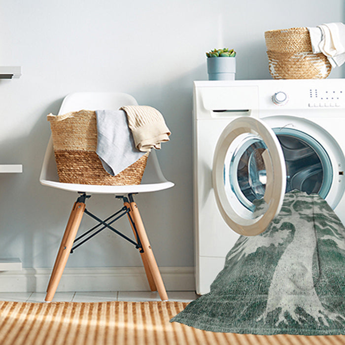 Machine Washable Traditional -Sea Green Rug in a Washing Machine, wshtr2983