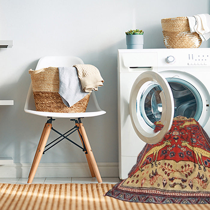 Machine Washable Traditional Peru Brown Rug in a Washing Machine, wshtr2984