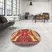 Round Machine Washable Traditional Peru Brown Rug in a Office, wshtr2984