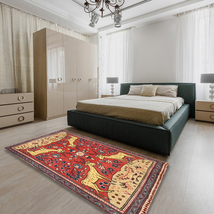 Machine Washable Traditional Peru Brown Rug in a Bedroom, wshtr2984