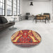 Round Traditional Brown Animal Rug in a Office, tr2984