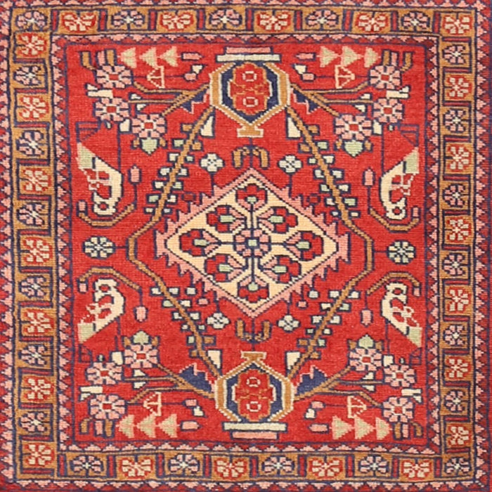 Round Machine Washable Traditional Sunrise Orange Rug, wshtr2985