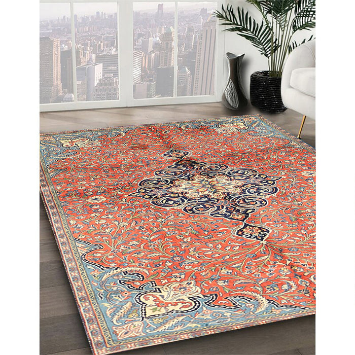 Traditional Light French Beige Brown Persian Rug in Family Room, tr2987