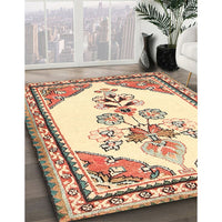 Traditional Khaki Gold Animal Rug, tr2989