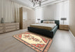 Traditional Khaki Gold Animal Rug in a Bedroom, tr2989