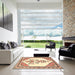 Square Traditional Khaki Gold Animal Rug in a Living Room, tr2989