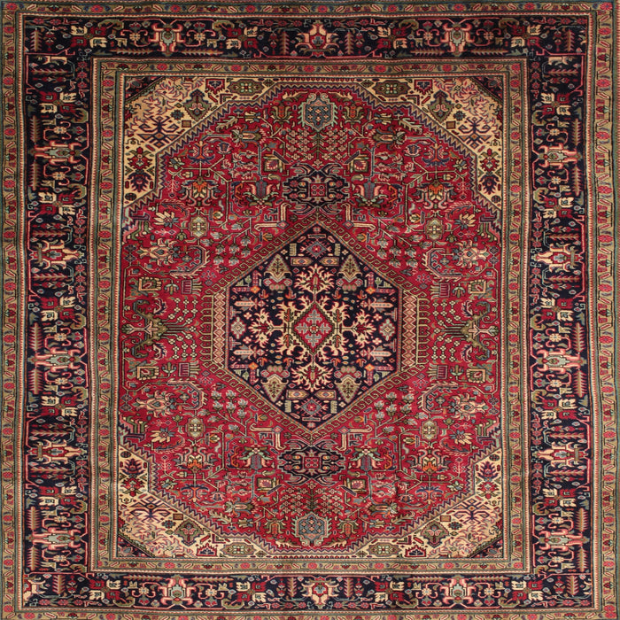 Square Traditional Saffron Red Persian Rug, tr298
