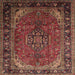 Square Traditional Saffron Red Persian Rug, tr298