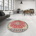 Round Machine Washable Traditional Brown Rug in a Office, wshtr2991