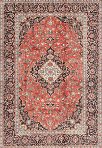 Machine Washable Traditional Brown Red Rug, wshtr2992