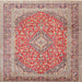 Round Machine Washable Traditional Fire Brick Red Rug, wshtr2993